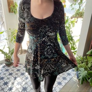 Free People Burnout Velvet Multicolor Tunic Small